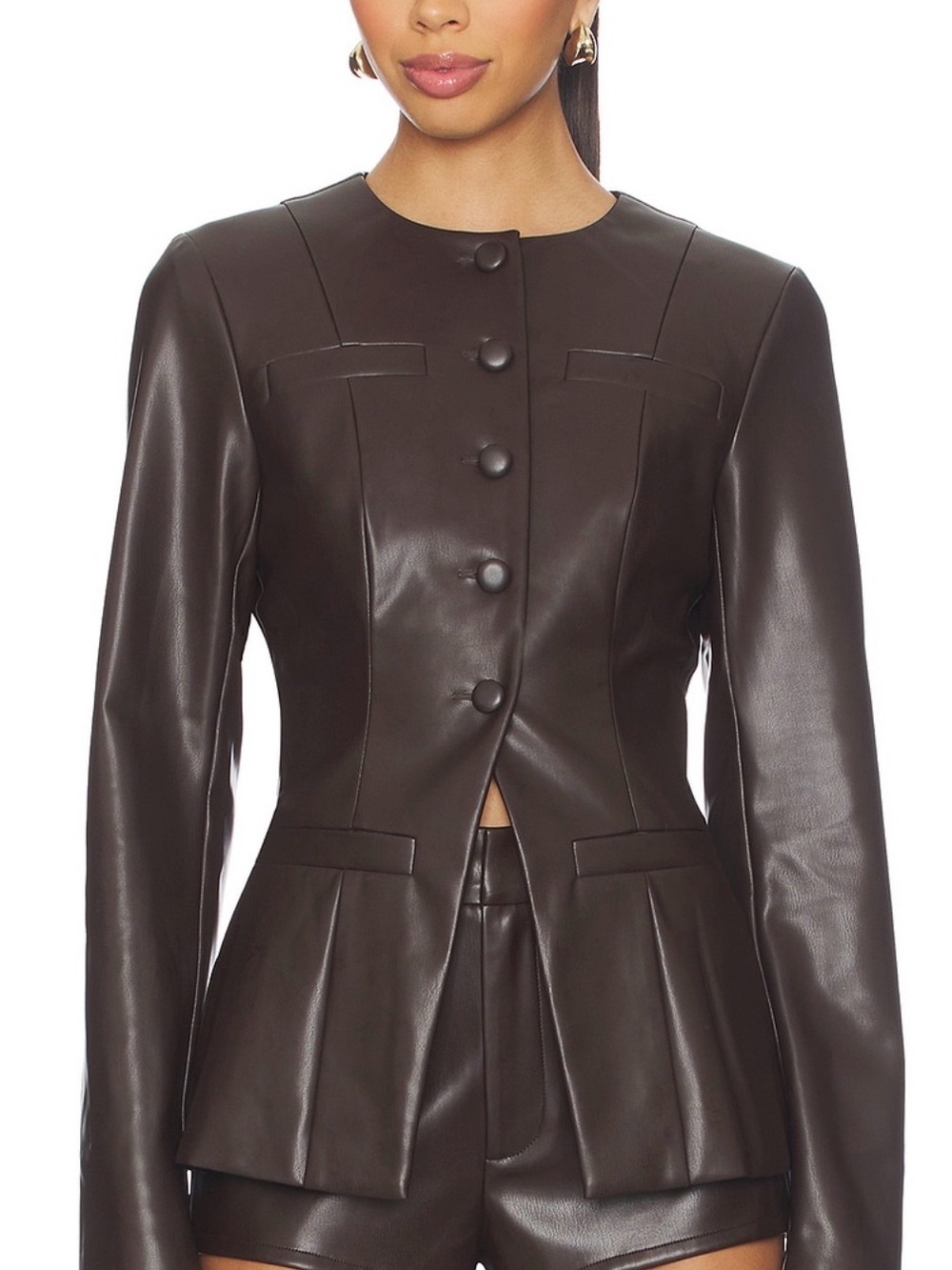 NEW Chocolate Brown Leather All the Ways Jacket in Dark Brown XXS Revolve